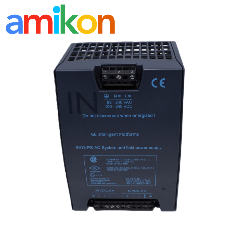 GE 8913-PS-AC PAC8000 Power Supply with 100-240V AC Input 10A Continuous and 12A Peak Output