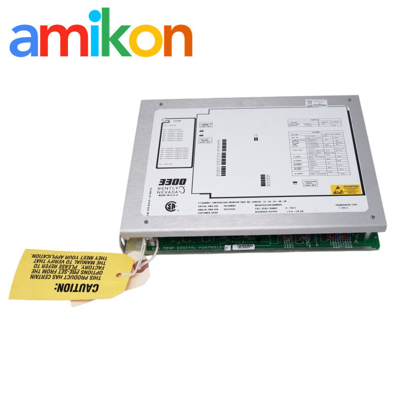 Bently Nevada 3300/30 Six-Channel Thermocouple Temperature Monitor Module with Type J, K, T, E Inputs and Alert and Danger Setpoints