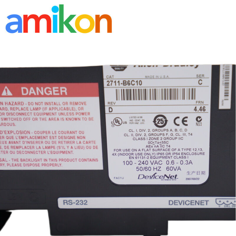 2711-B6C10 Allen-Bradley PanelView 600 ترمینال رنگ HMI برای شبکه های قدیمی DeviceNet
