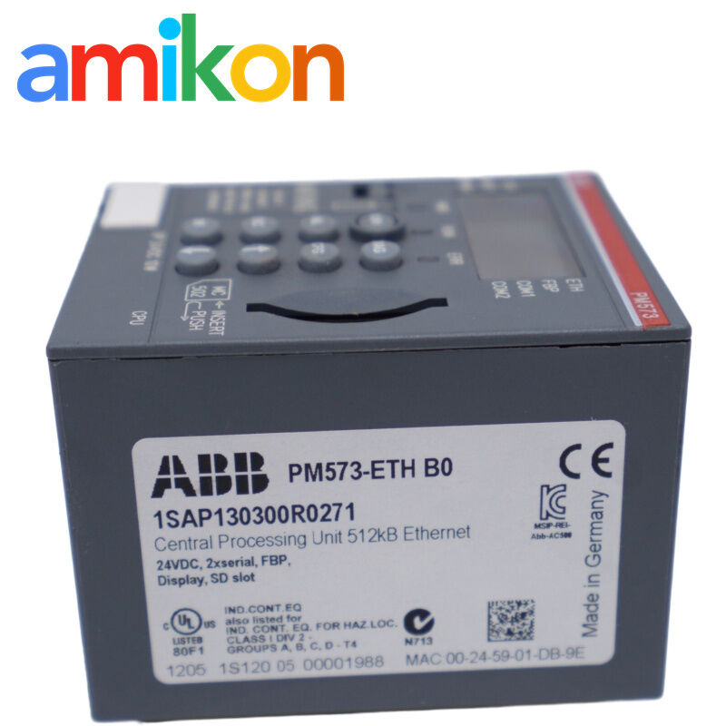 PM573-ETH 1SAP130300R0271 ABB — AC500 Processor Module, 512 kB Ethernet, 2× RS-232/RS-485